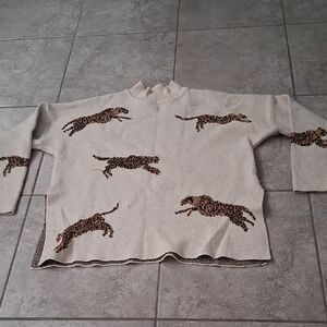 Wild Elegance Beige Turtleneck Sweater